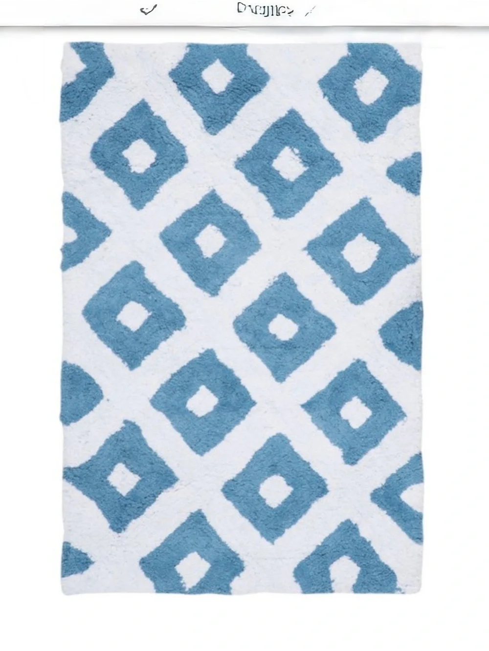 Safavieh Aqua and White Diamond-Pattern Bath Mat